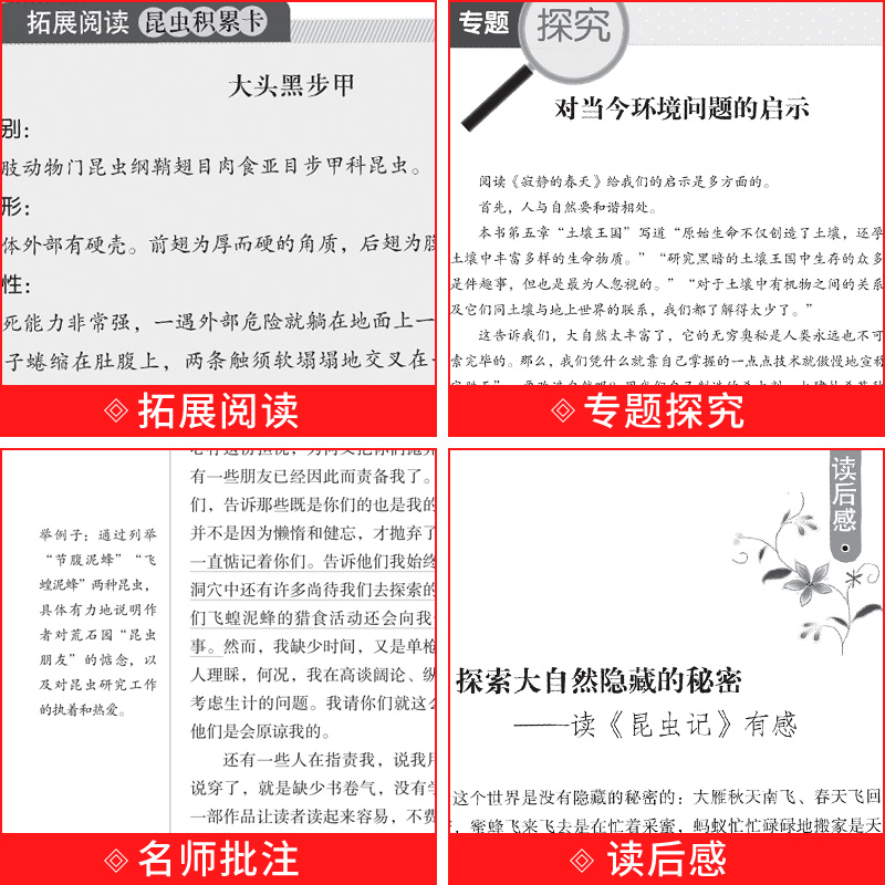 昆虫记（赠手册）寂静的春天原著法布尔八年级读课外书初中生语文课程化阅读名著人民文学教育读本江西高校出版社畅销书排行榜 - 图1