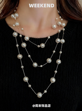 新中式长款珍珠项链毛衣链
