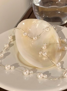 韩系双层珍珠满天星项链