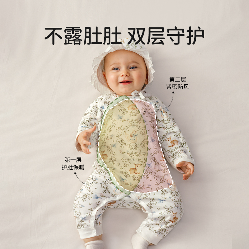 欧孕婴幼儿衣服纯棉秋装小月龄宝宝早秋连体衣春秋季新生儿蝴蝶衣