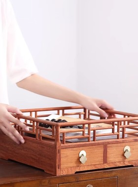 缅甸花梨榫卯明式都承盘桌面储物