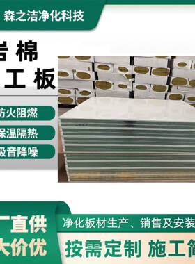 手工岩棉夹芯净化板无尘净化车间隔板防火保温彩钢夹芯复合板