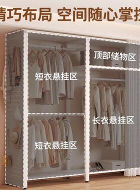 洞洞板遮挡帘定作简易衣帽架卧室衣柜出租屋衣帽间