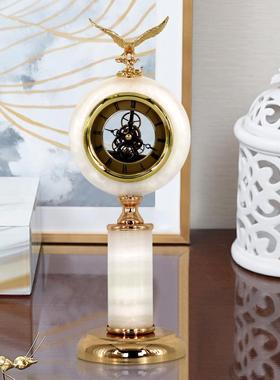欧式轻奢钟表座钟摆件美式复古创意办公室桌面台钟家居卧室装饰品