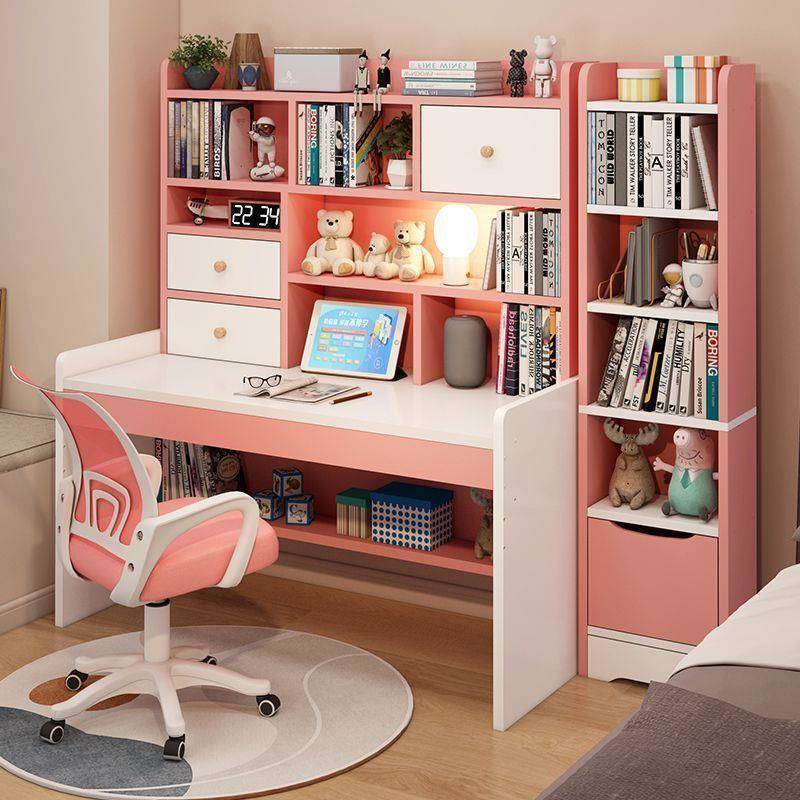 Children's desk bookshelf bookcase integrated primary school student bedroom writing desk study table and chair set home computer desk