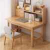Solid wood desk bookshelf integrated table small apartment student home study writing desk bedroom computer desk office desk