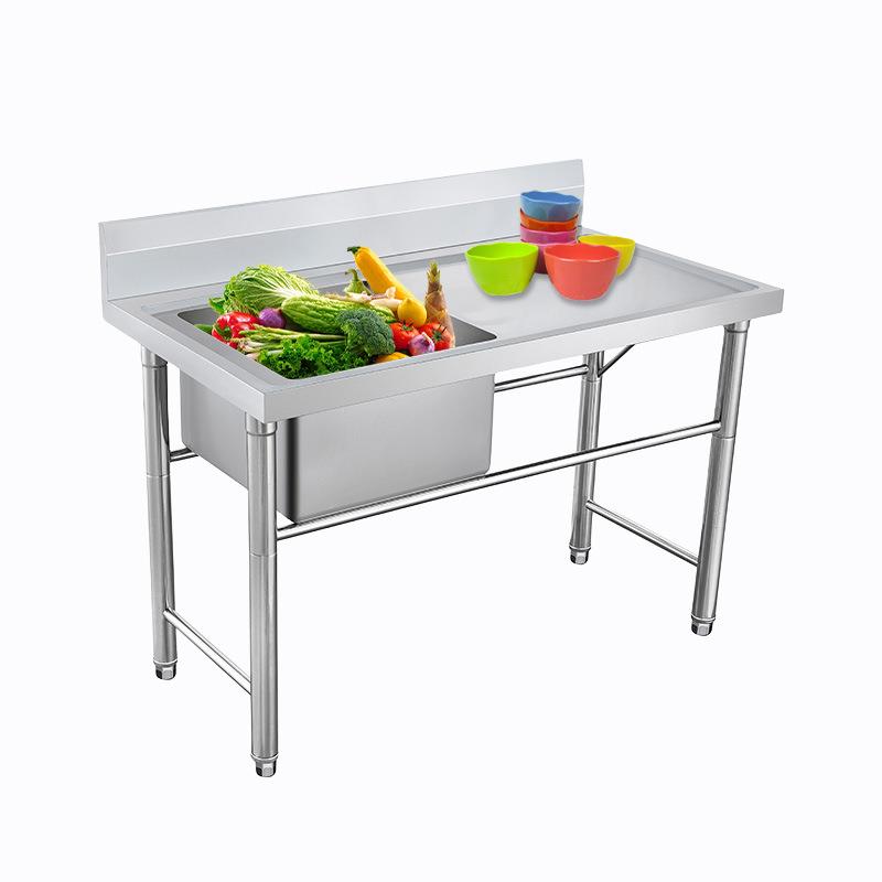 餐饮厨房商用单星洗物池方形不锈钢水池置物架酒店洗菜池带操作台 - 图3