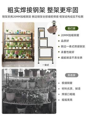 花架置物架阳台2024新款阶梯多层铁艺移动花盆架花架子客厅落地式