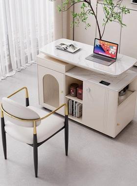 移动茶台轻奢现代家用小型阳台茶车简约岩板多功能伸缩茶桌椅组合