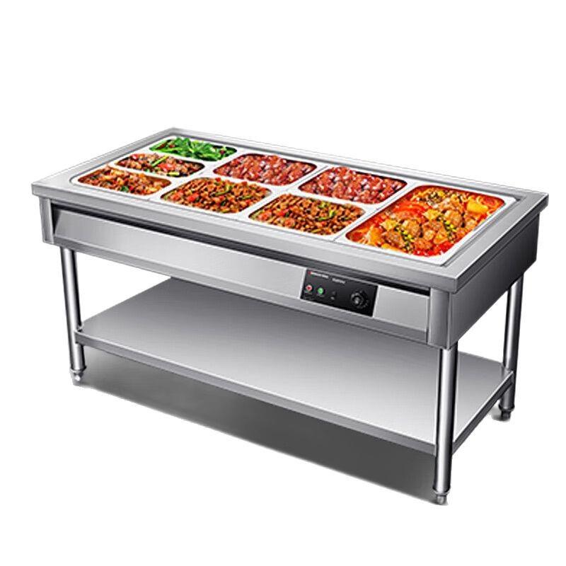 德玛仕商用分餐台电热保温汤池不锈钢4格售饭台DMS-SFT15080 - 图3