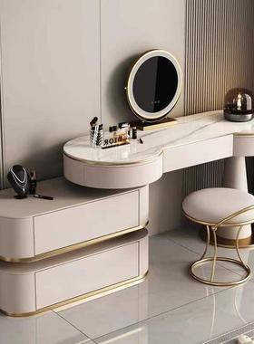 梳妆台实木简约卧室小户型轻奢岩板化妆桌案斗柜一体床头柜