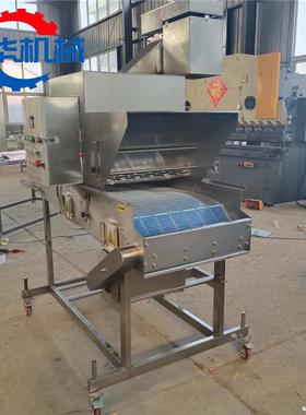 脆皮香蕉上糠机蝴蝶虾上浆裹糠成套设备亿华400型炸鲜奶裹糠机