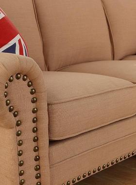 美式乡村布艺小户型直排沙发客厅简约现代欧式风格家具组合三人位