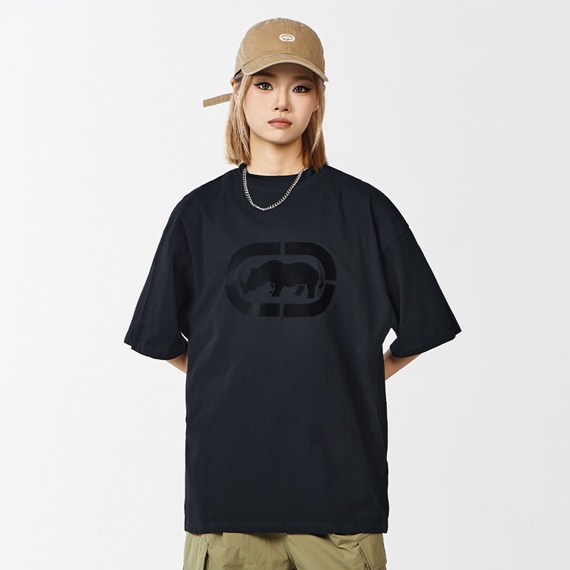 ecko红犀牛 短袖男女情侣t恤2025新款夏季全棉植绒宽松青少年上衣,淘宝优惠券,粉丝福利购,淘宝优惠卷