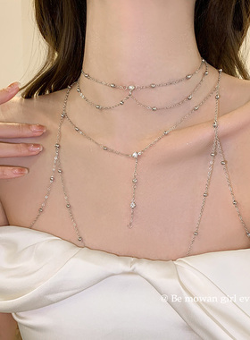 合金项链纯欲风胸链胸口镂空项链