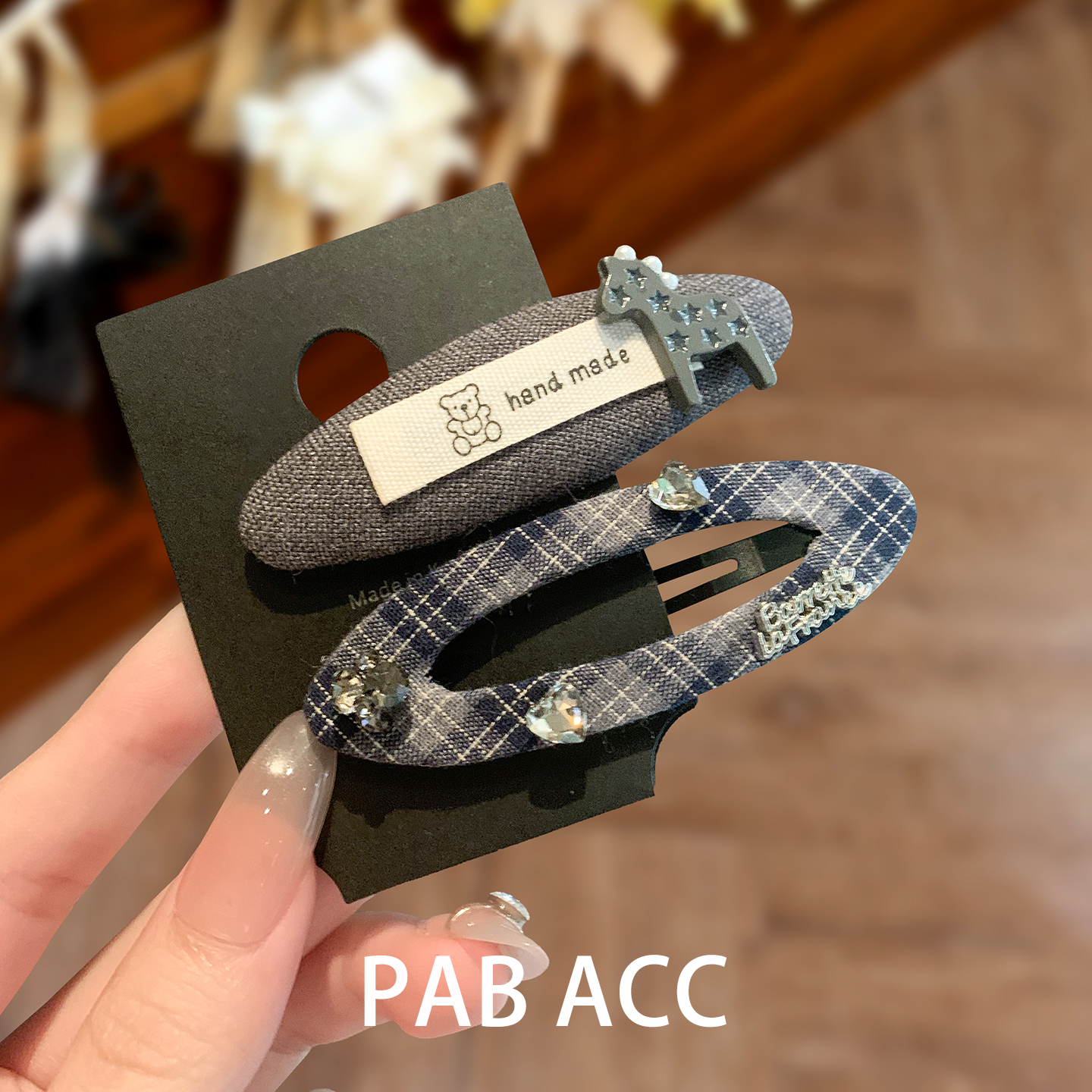 韩国2个装文艺少女学院风格纹闪亮水钻BB夹字母小马碎发懒人对夹 - 图0