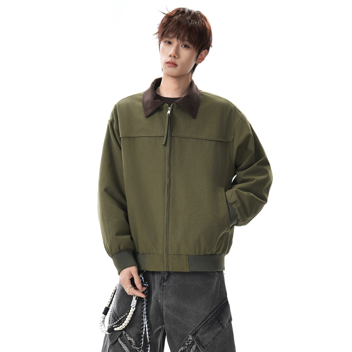 SHAPOES秋冬季男生美式复古休闲底特律翻领夹克男士宽松百搭外套,淘宝优惠券,粉丝福利购,淘宝优惠卷