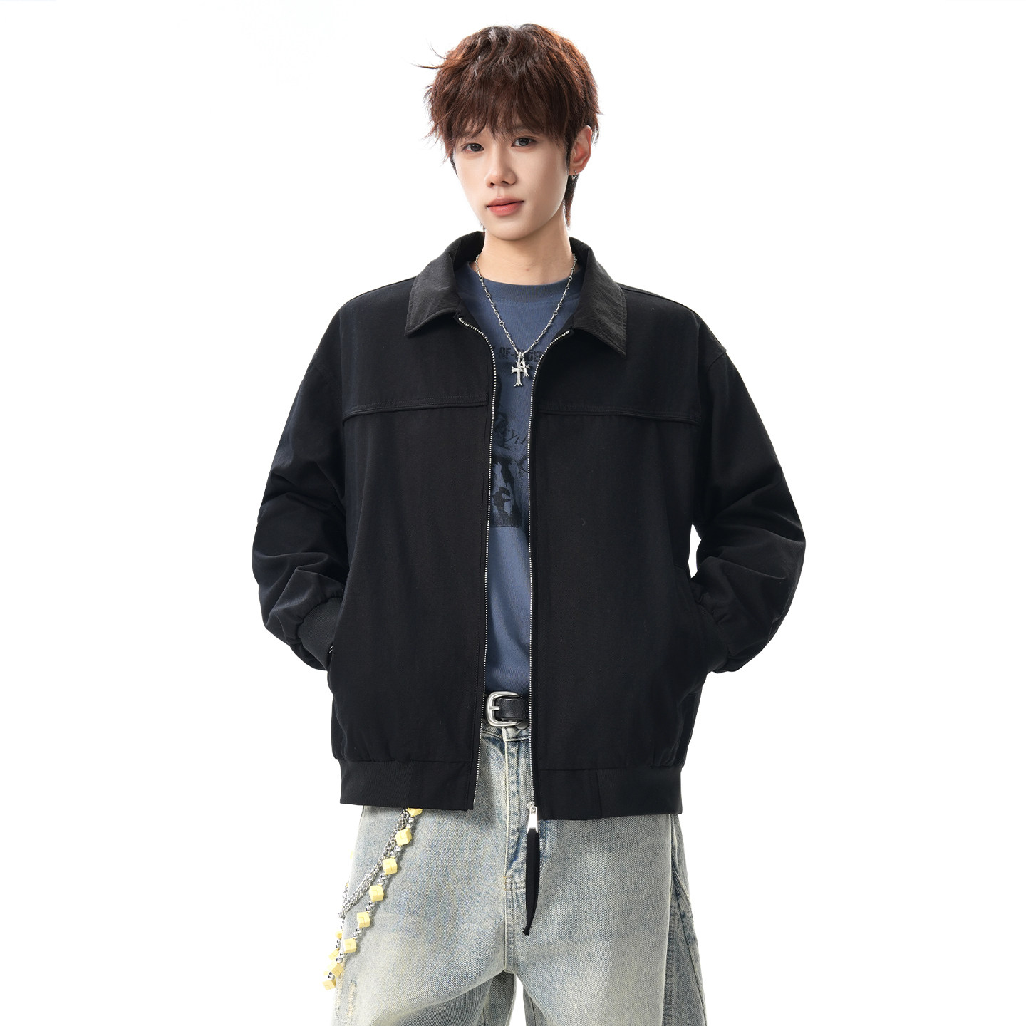 SHAPOES秋冬季男生美式复古休闲底特律翻领夹克男士宽松百搭外套,淘宝优惠券,粉丝福利购,淘宝优惠卷