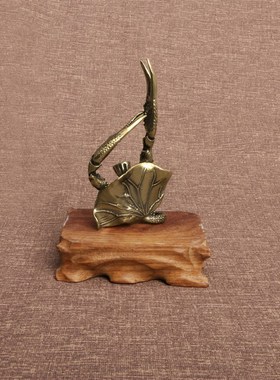 速发连年实心荷叶手工仿古纯铜壶宠小物件螃蟹钳小钱茶挑有摆件