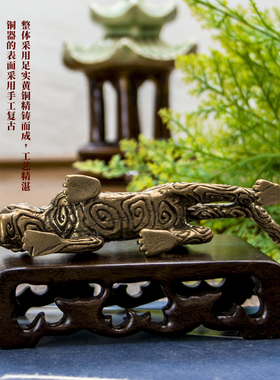 速发车载大花豹内车装饰个件黄铜仿古豹子摆性创意高档车汽桌面摆