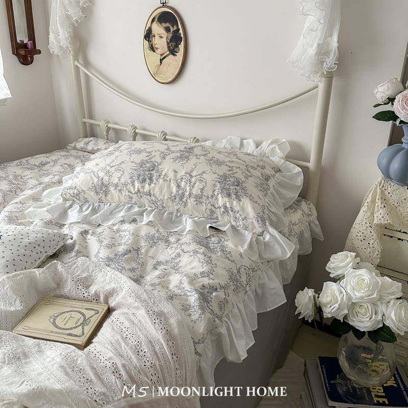 法式复古赫本风荷叶边花边全棉床上四件套纯棉床单被套床笠三件套,淘宝优惠券,粉丝福利购,淘宝优惠卷