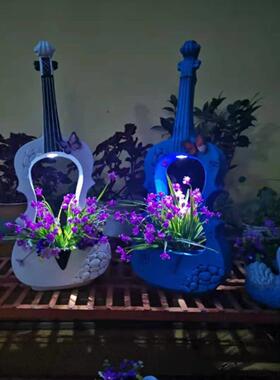 吉他落地手工简约现代阳台庭院造景布置日常婚礼装饰花园摆件包邮