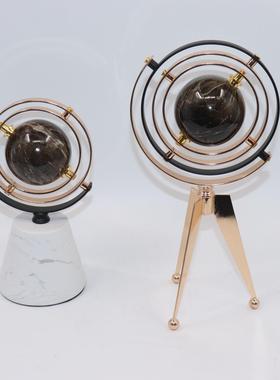 创意金属轨道地球仪家居办公样板间装饰品简约现代书房摆件工艺品