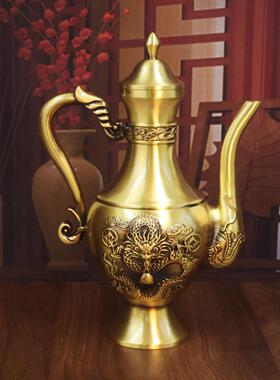 家用老式铜酒壶黄铜酒杯套装手工黄铜制品清酒水酒器烫茶壶新款