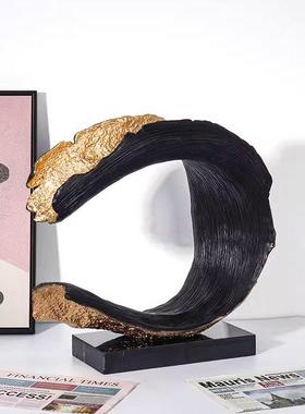 现代艺术创意抽象浪花摆件样板间客厅书房展厅摆台玄关软装饰品