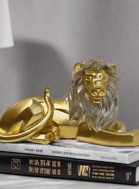 新款几何狮子摆件客厅家居玄关雕像树脂工艺品酒柜书桌装饰品