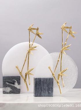 中式禅意摆件家居客厅软装饰品博古架书房玄关工艺摆设报竹平安