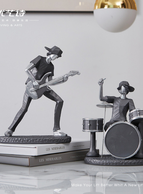 音乐摇滚乐队电吉他乐器家居装饰品摆件电视柜酒柜玄关架子鼓摆件