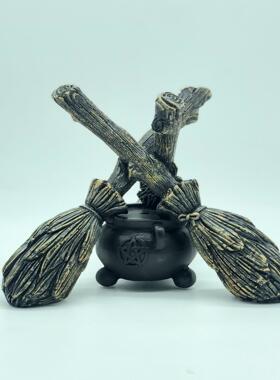 水晶球摆件展示架树脂扫帚塔罗桌面装饰支架水晶球底座球座礼物