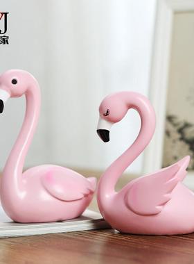 家居饰品树脂摆件创意客厅玄关酒柜火烈鸟装饰品工艺摆设结婚礼物