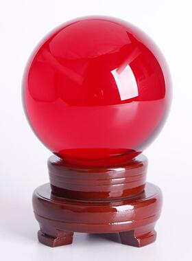 紫水晶球摆件现货crystal ball玻璃透明实心纯白色彩色光球配底座
