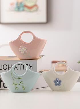 创意简陶瓷桌收纳篮手20241003提笔筒花器面摆件桌约小清新茶书房