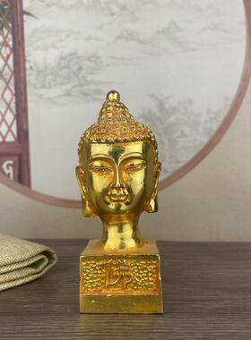鎏RJU金佛头印祖章摆件佛首如来佛头像客艺厅装家居桌面饰工品摆