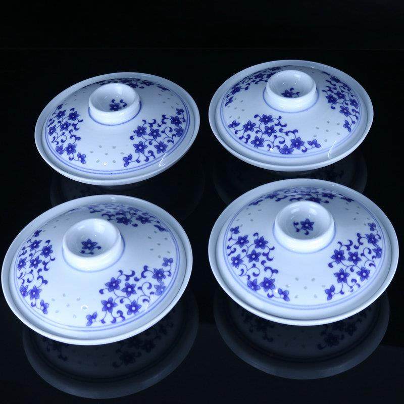 景德镇陶瓷7英寸牡丹花合器带盖盘子菜盘家用青花玲珑盖碗套装微,淘宝优惠券,粉丝福利购,淘宝优惠卷