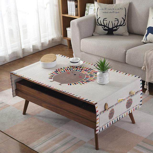 卡通茶几桌布口袋式黄色加厚棉麻布艺防水防烫桌布书桌可爱熊盖巾,淘宝优惠券,粉丝福利购,淘宝优惠卷