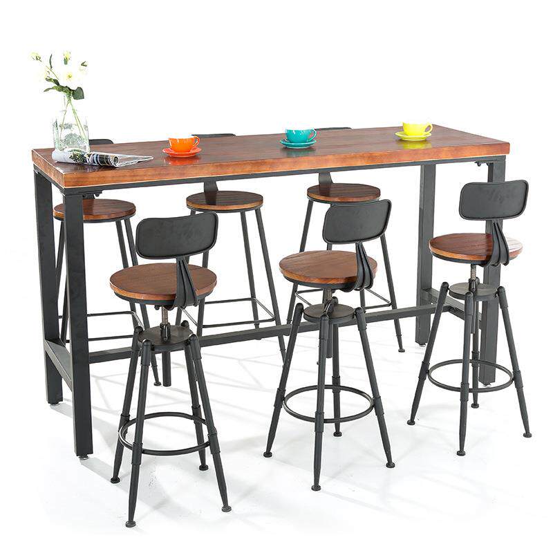 艾森厂家简铁艺代约木实高现脚凳桌椅组合吧台高脚椅酒234吧吧台 - 图3