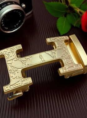 3.5CM男士金色工字自动扣头卡头