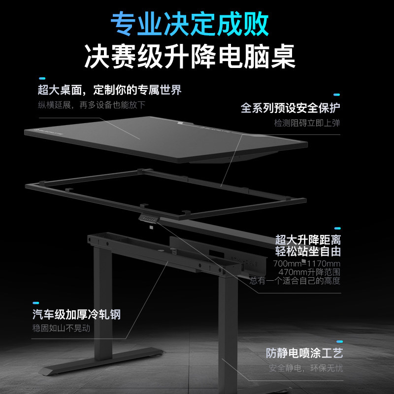 Blacklyte逐夜TitanMPro电竞桌Blast赛事同款升降桌双电机电脑桌,淘宝优惠券,粉丝福利购,淘宝优惠卷