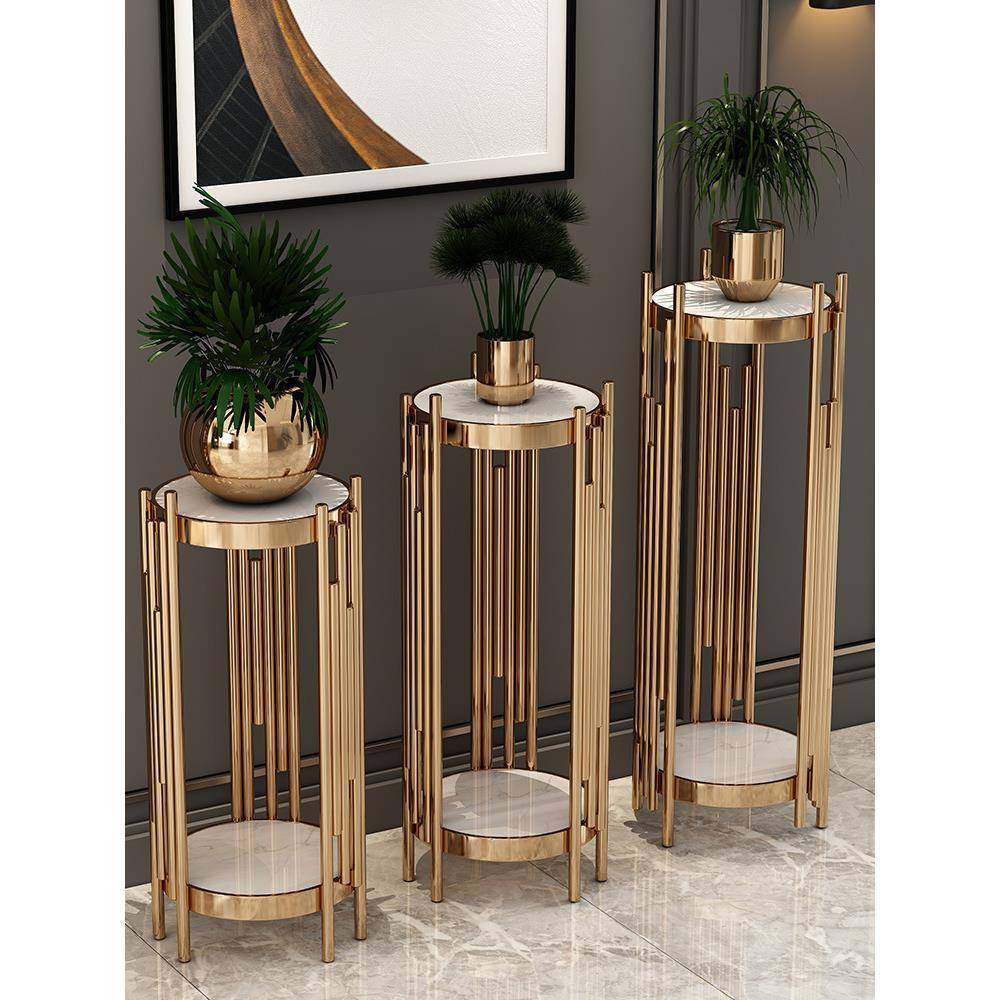 轻奢落地式花架子不锈钢电镀工艺角几摆件客厅室内大理石简约边柜,淘宝优惠券,粉丝福利购,淘宝优惠卷