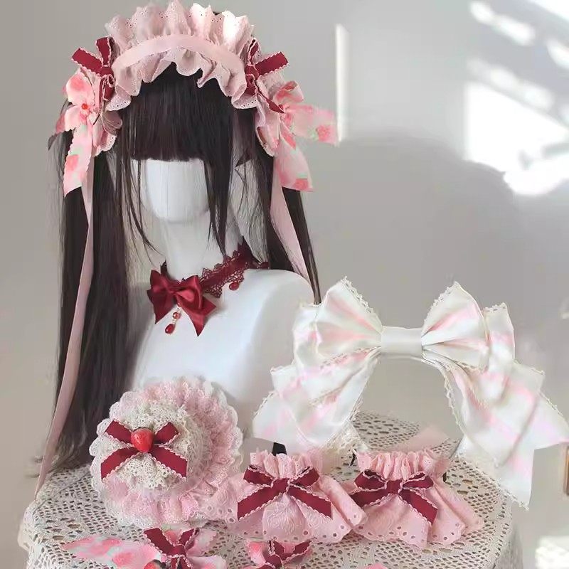 原创手作草莓空想曲小物粉色蛋糕小礼帽lolita发带手袖对夹配饰,淘宝优惠券,粉丝福利购,淘宝优惠卷