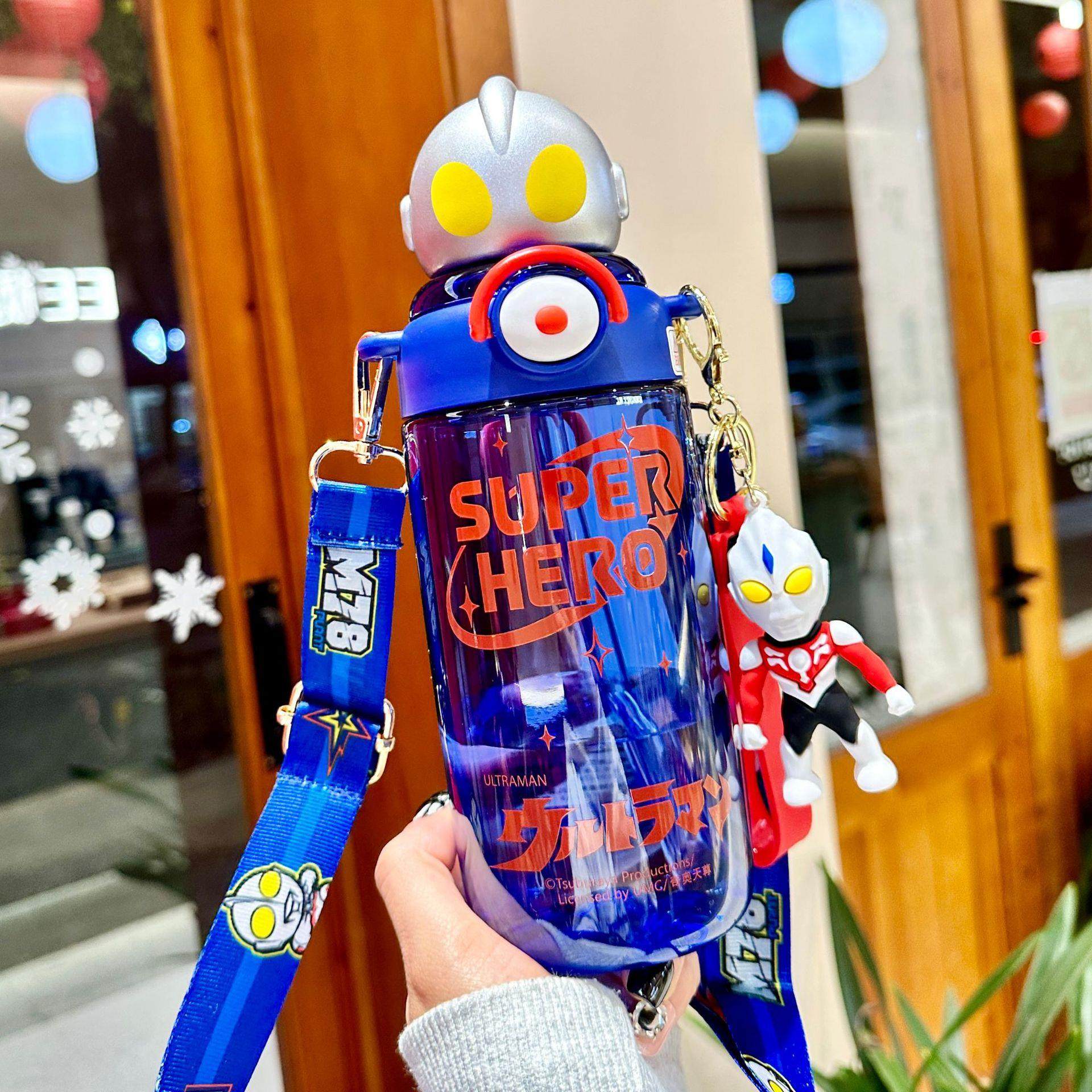奥特曼儿童水杯上学专用夏天男孩防摔大容量小学生幼儿园背带水壶,淘宝优惠券,粉丝福利购,淘宝优惠卷