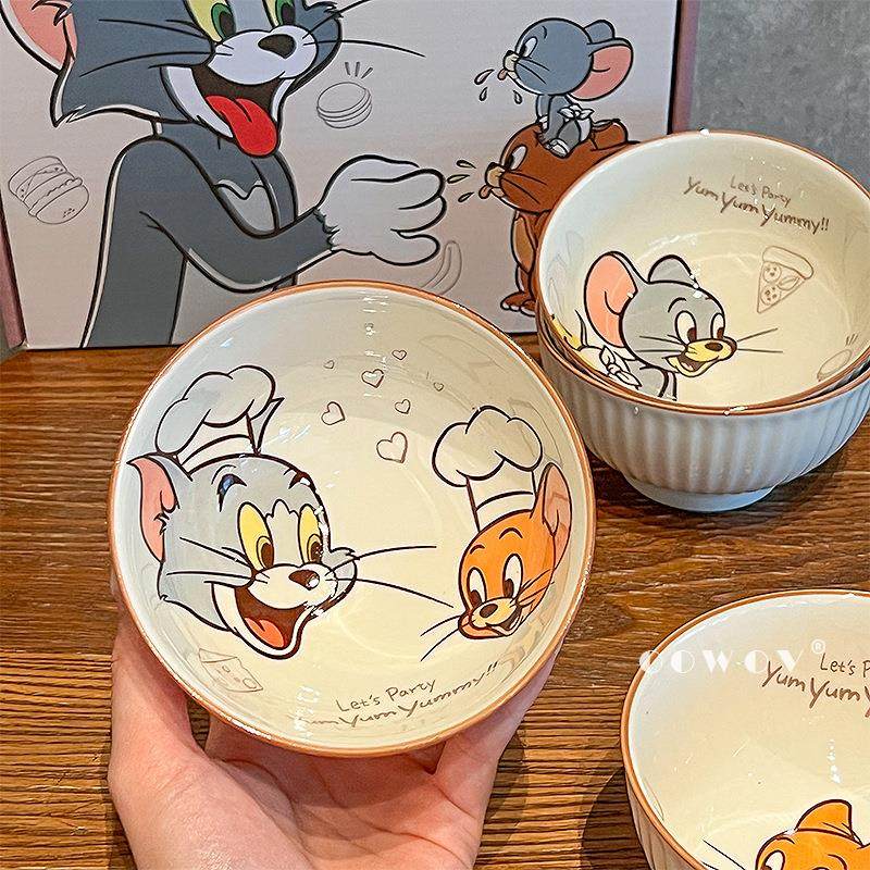 猫和老鼠米饭碗家用儿童可爱卡通陶瓷餐具套装乔迁伴手礼生日礼物,淘宝优惠券,粉丝福利购,淘宝优惠卷