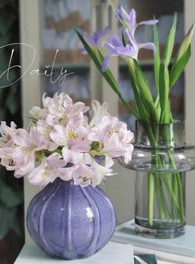 手工制作香芋紫色飘金粉花瓶彩色花朵花瓶装饰家居简约设计师软装