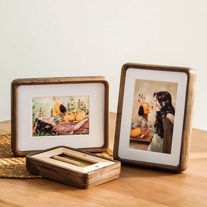 黑胡桃实木榫卯圆角6寸相框摆台洗照片做成原木画框装裱打印,淘宝优惠券,粉丝福利购,淘宝优惠卷