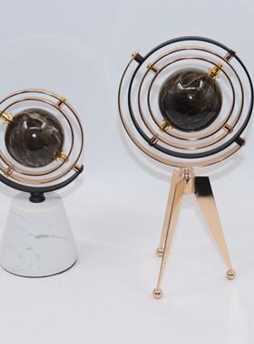 创意金属轨道地球仪家居办公样板间装饰品简约现代书房摆件工艺品