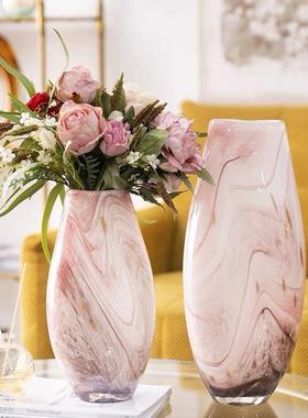 代轻水墨画琉璃花瓶艺摆件玄关术餐VUD桌装饰客厅插花花器现样板